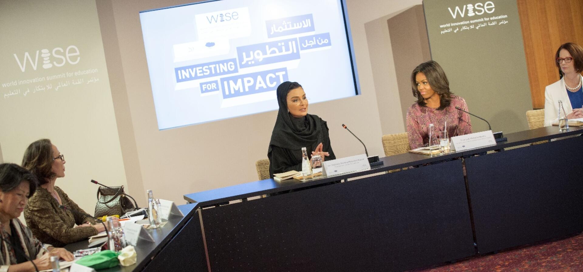 HH Sheikha Moza speaks at WISE high-level roundtable on girl's education