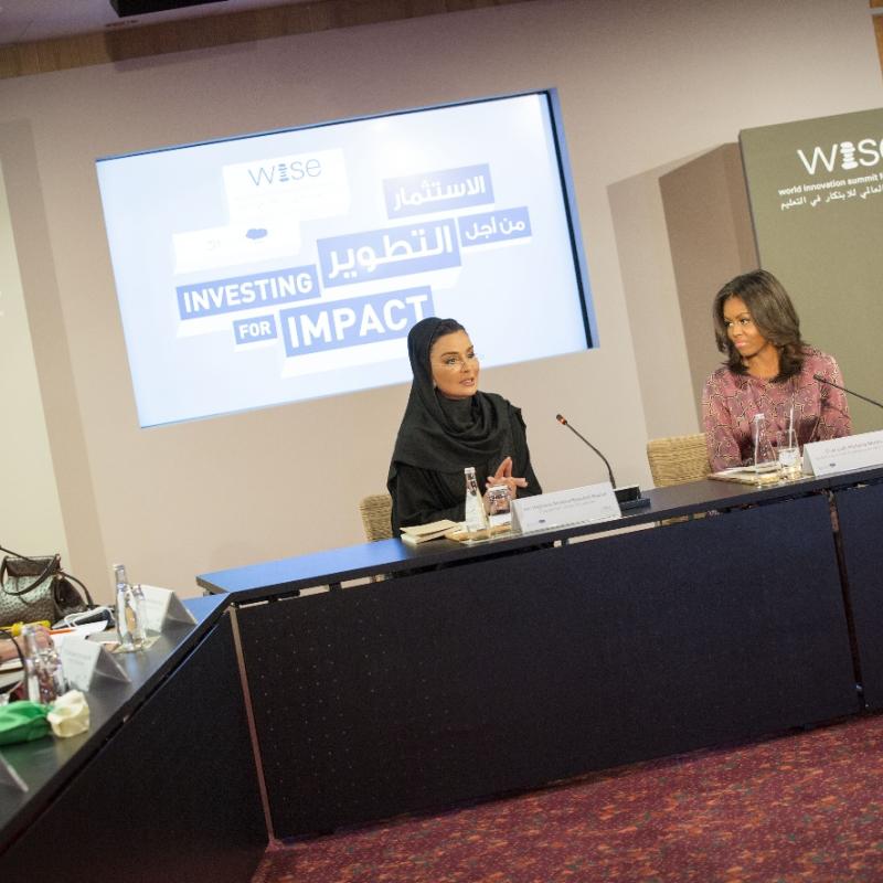 HH Sheikha Moza speaks at WISE high-level roundtable on girl's education