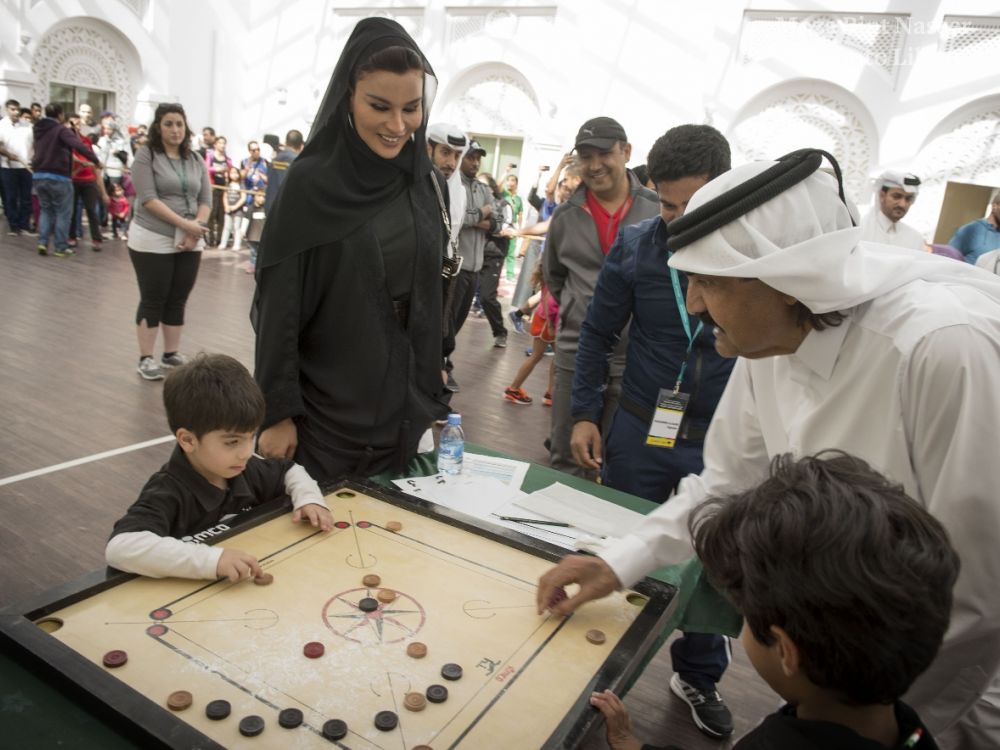 HH Sheikh Hamad Bin Khalifa Al Thani, the father Amir, and HH Sheika Moza Bint Nasser participate in National Sport Day at Qatar Foundation HH Sheikh Hamad Bin Khalifa Al Thani, the father Amir, and HH Sheika Moza Bint Nasser participate in National Sport Day at Qatar Foundation