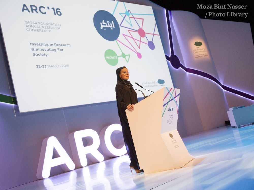 Her Highness Sheikha Moza Bint Nasser inaugurates the sixth edition of Qatar Foundation's annual research conference Her Highness Sheikha Moza Bint Nasser inaugurates the sixth edition of Qatar Foundation's annual research conference